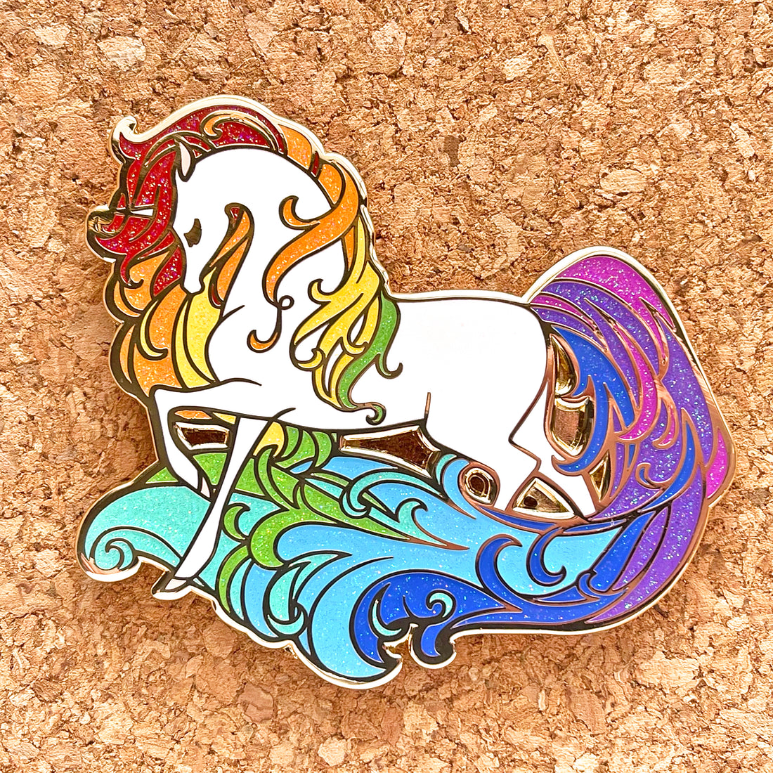 XL Unicorn Enamel Pin - Rainbow Edition