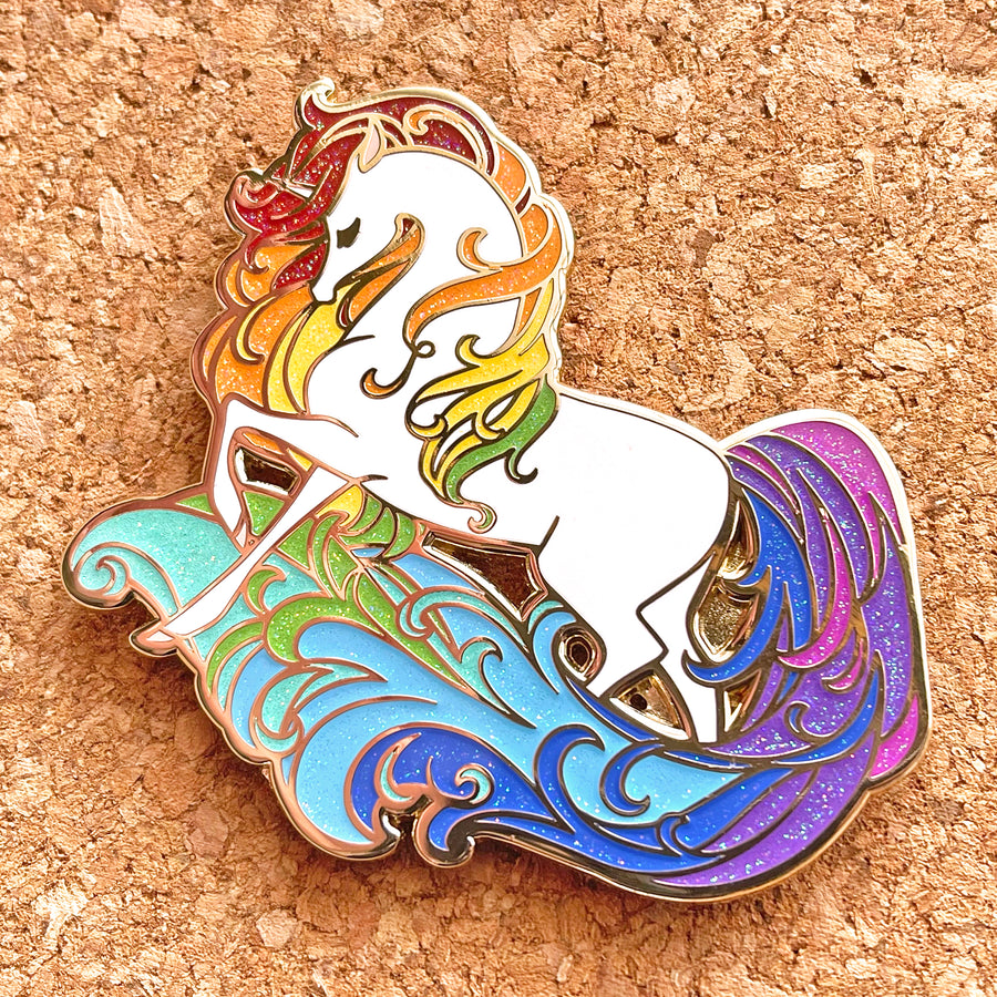 XL Unicorn Enamel Pin - Rainbow Edition